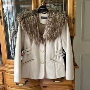 Faux suede and fur replica Shawl Collar coat